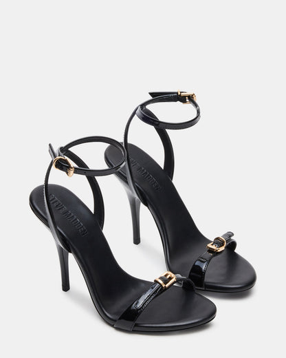 FOXX Black Patent Strappy Stiletto Open-Toe Women's Heel Steve Madden BLACK PATENT