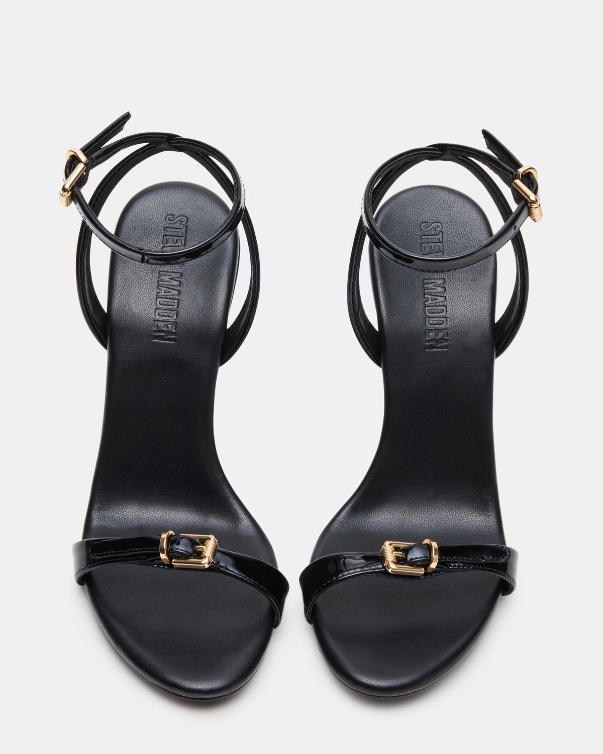 FOXX Black Patent Strappy Stiletto Open-Toe Women's Heel Steve Madden BLACK PATENT