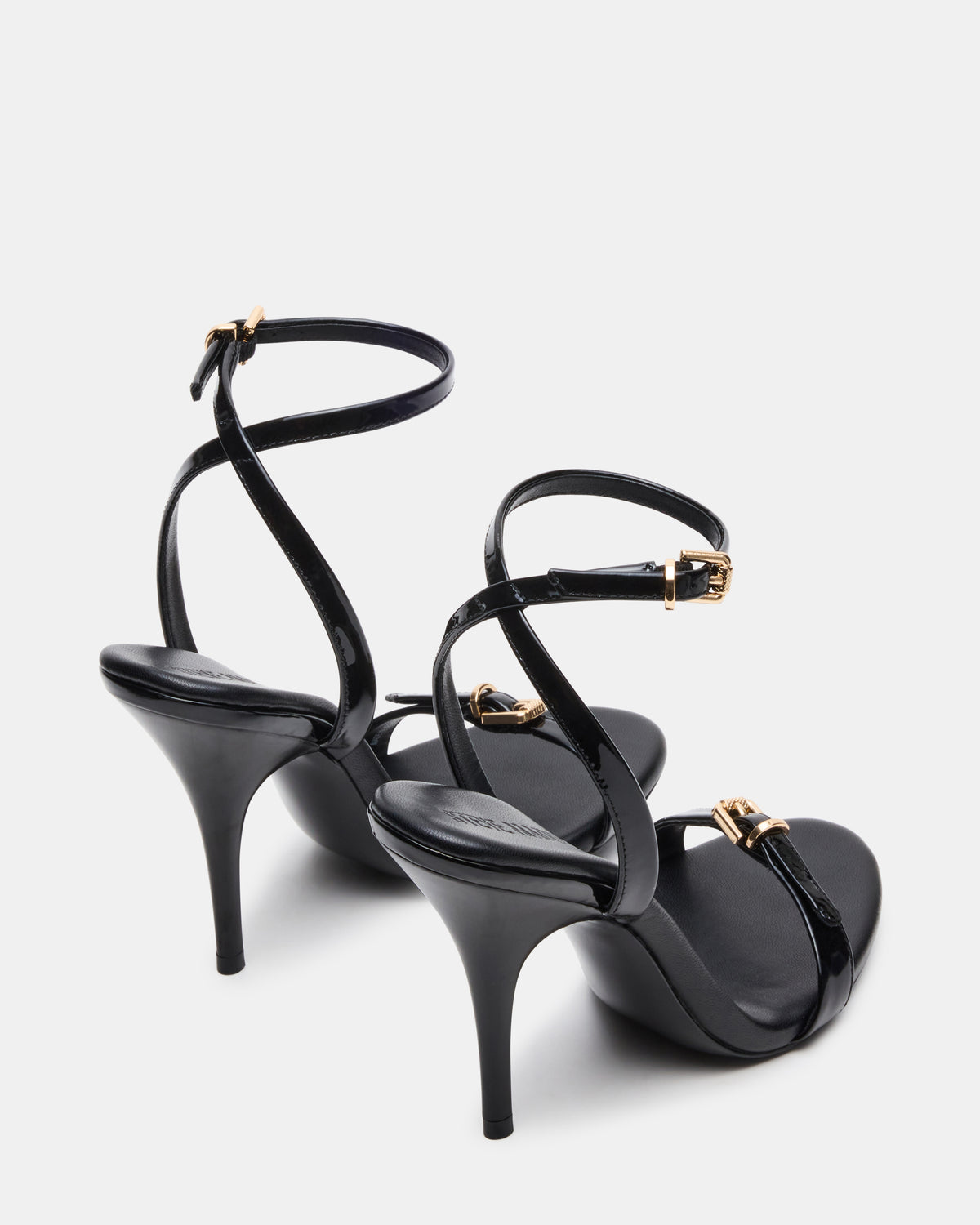 FOXX Black Patent Strappy Stiletto Open-Toe Women's Heel Steve Madden BLACK PATENT