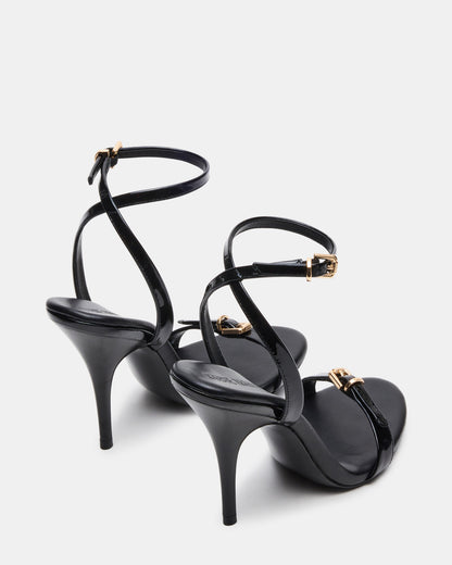 FOXX Black Patent Strappy Stiletto Open-Toe Women's Heel Steve Madden BLACK PATENT