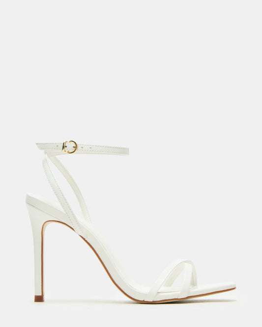 JYPSEY White Leather Strappy Stiletto Women's Heel