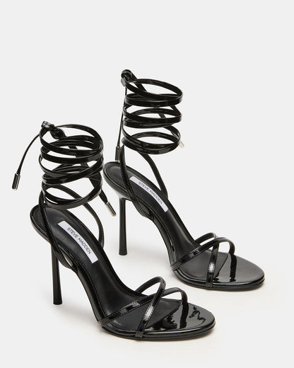 NERI Black Patent Strappy Stiletto Round-Toe Women's Heel Steve Madden BLACK PATENT