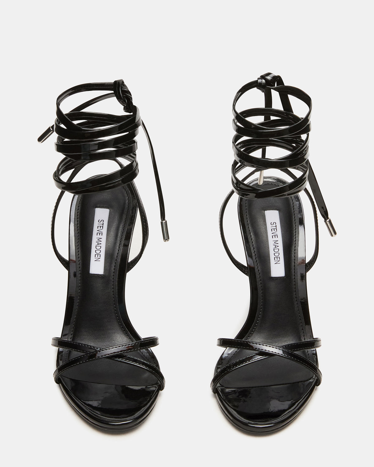 NERI Black Patent Strappy Stiletto Round-Toe Women's Heel Steve Madden BLACK PATENT