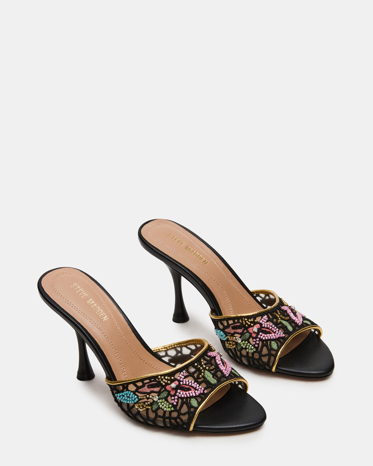 SANTI Mesh Black Multi Pointed-Toe Mule Women's Heel Steve Madden BLACK MULTI