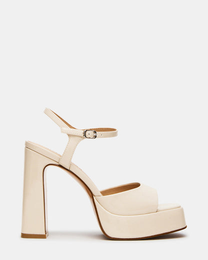 LINADRA Bone Patent Platform Square-Toe Strappy Women's Heel Steve Madden BONE PATENT