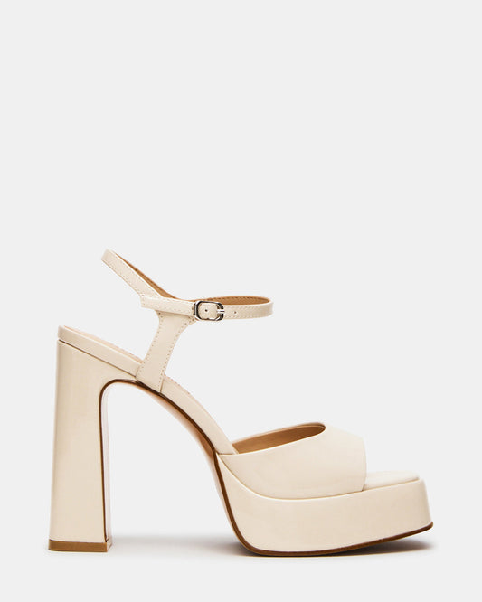 LINADRA Bone Patent Platform Square-Toe Strappy Women's Heel Steve Madden BONE PATENT