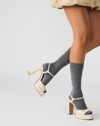 LINADRA Bone Patent Platform Square-Toe Strappy Women's Heel Steve Madden BONE PATENT