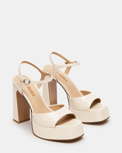 LINADRA Bone Patent Platform Square-Toe Strappy Women's Heel Steve Madden BONE PATENT