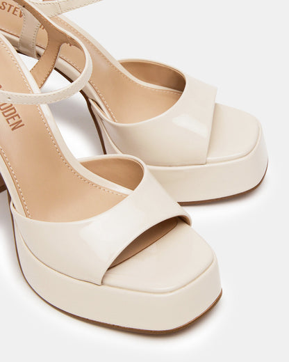 LINADRA Bone Patent Platform Square-Toe Strappy Women's Heel Steve Madden BONE PATENT