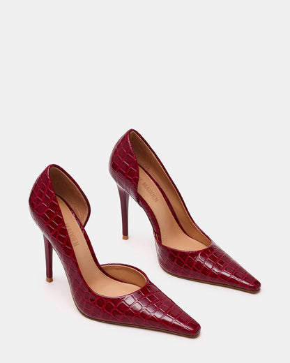 ELEGANT Red Crocodile Pointed-Toe Stiletto Pump Women's Heel Steve Madden RED CROCODILE