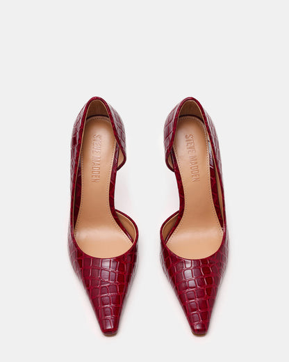 ELEGANT Red Crocodile Pointed-Toe Stiletto Pump Women's Heel Steve Madden RED CROCODILE