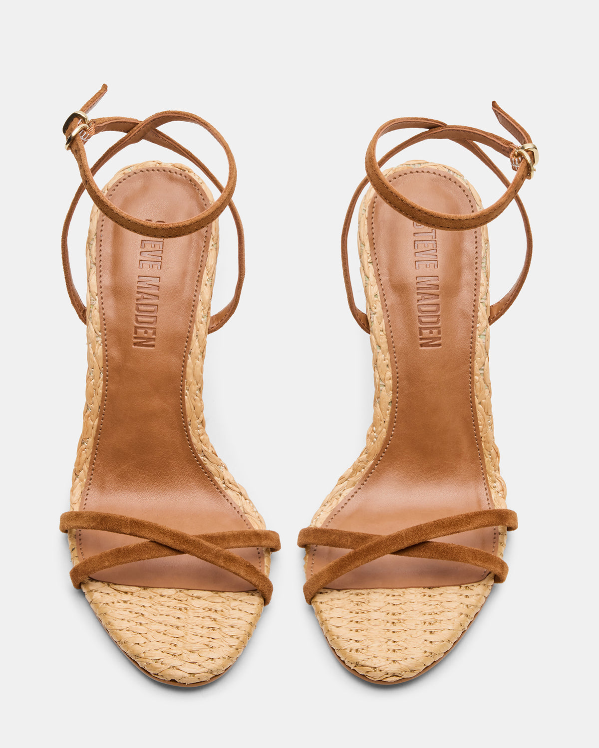 JYPSEY Chestnut Suede Raffia Strappy Stiletto Women's Heel Steve Madden CHESTNUT SUEDE