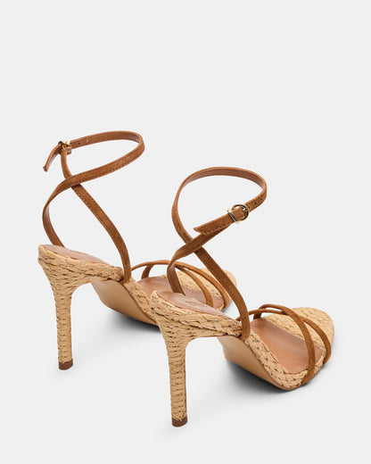 JYPSEY Chestnut Suede Raffia Strappy Stiletto Women's Heel Steve Madden CHESTNUT SUEDE