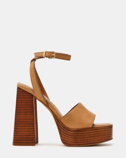 FLORIA Banana Leather Women's Platform Square-Toe Block Heel Steve Madden BANANA LEATHER