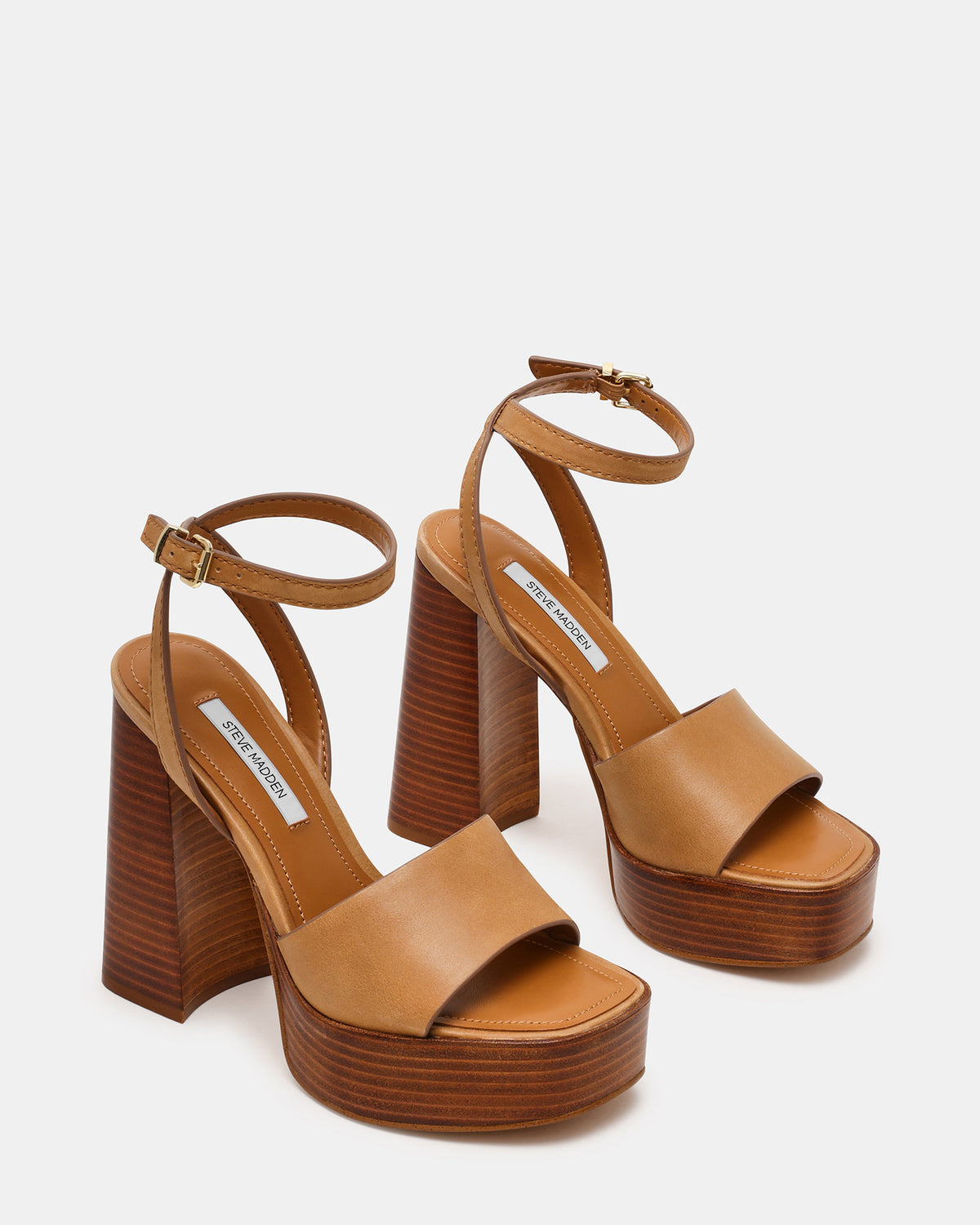 FLORIA Banana Leather Women's Platform Square-Toe Block Heel Steve Madden BANANA LEATHER