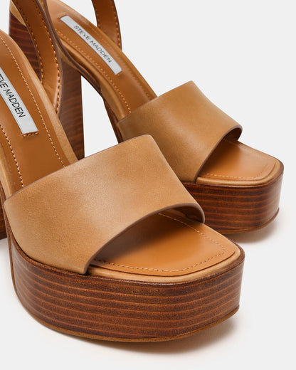 FLORIA Banana Leather Women's Platform Square-Toe Block Heel Steve Madden BANANA LEATHER