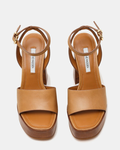 FLORIA Banana Leather Women's Platform Square-Toe Block Heel Steve Madden BANANA LEATHER