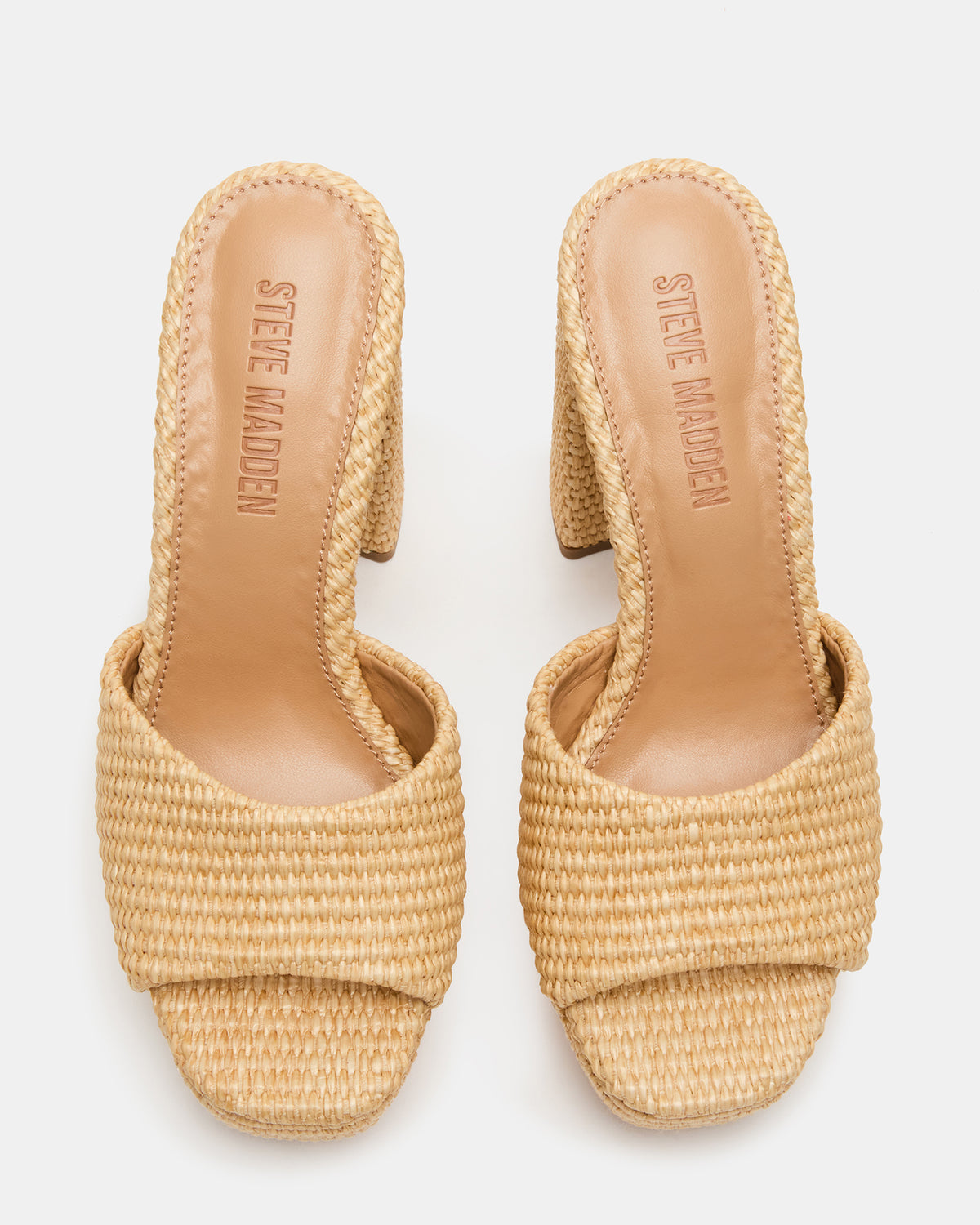 JOEL Natural Raffia Square-Toe Platform Raffia Mule Women's Heel Steve Madden NATURAL RAFFIA