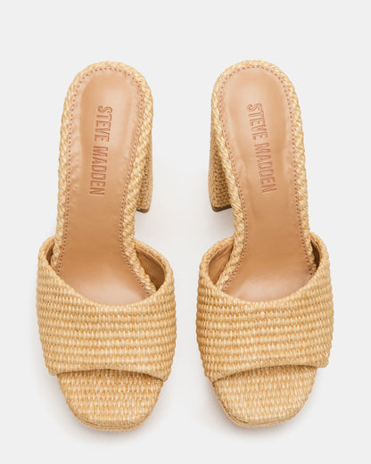 JOEL Natural Raffia Square-Toe Platform Raffia Mule Women's Heel Steve Madden NATURAL RAFFIA