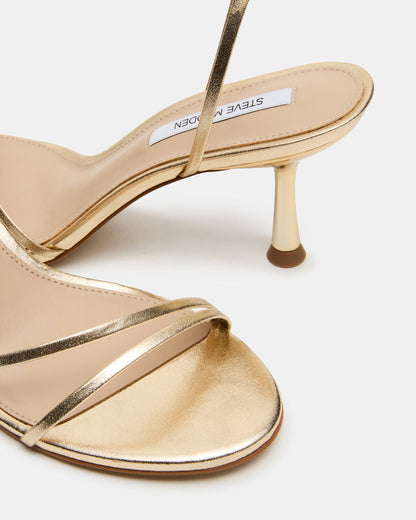 ERAS Gold Leather Stiletto Round-Toe Ankle Strap Women's Heel Steve Madden GOLD LEATHER