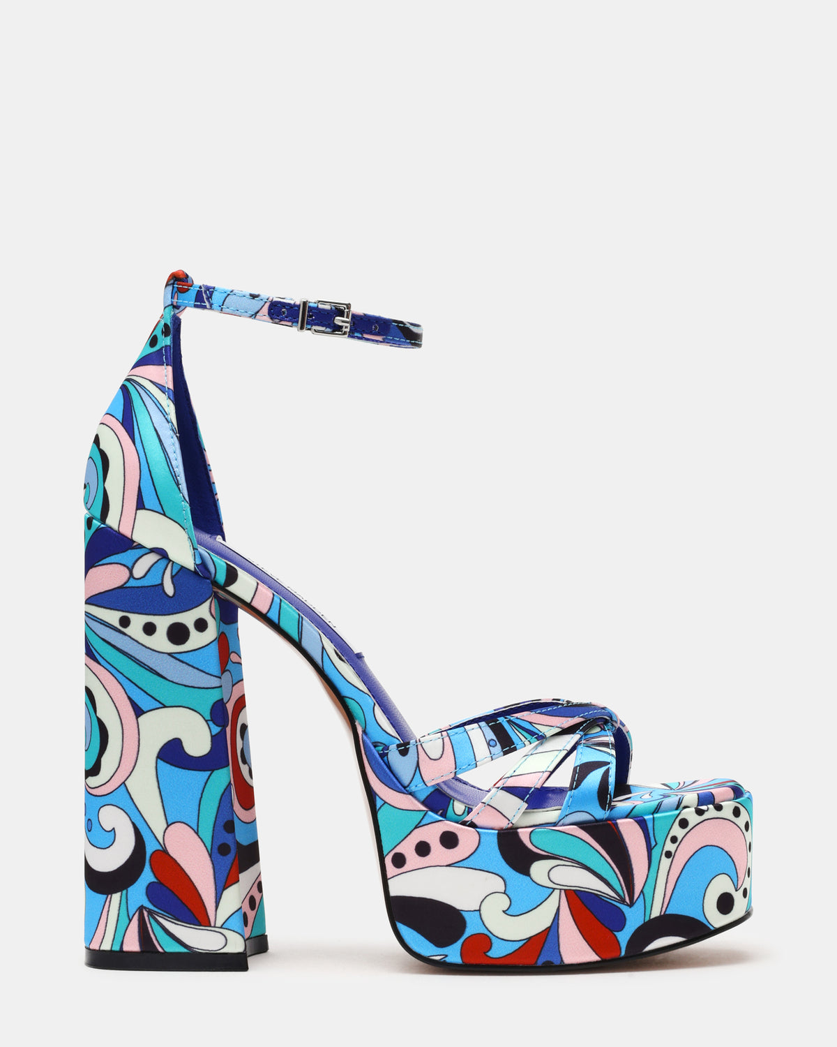RETRO Blue Print Open-Toe Block Heel Platform Women's Heel Steve Madden BLUE PRINT