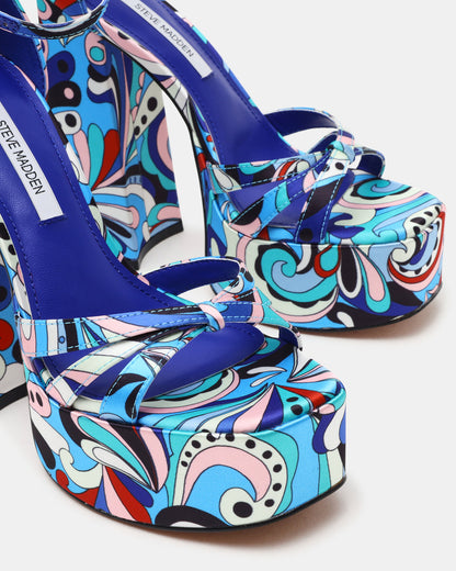 RETRO Blue Print Open-Toe Block Heel Platform Women's Heel Steve Madden BLUE PRINT