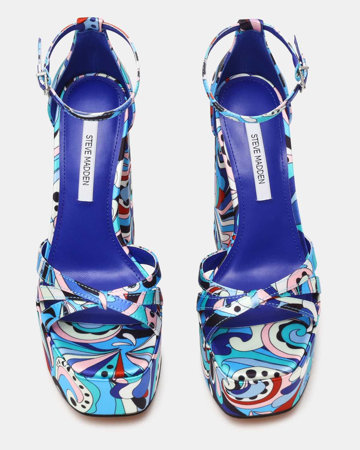 RETRO Blue Print Open-Toe Block Heel Platform Women's Heel Steve Madden BLUE PRINT