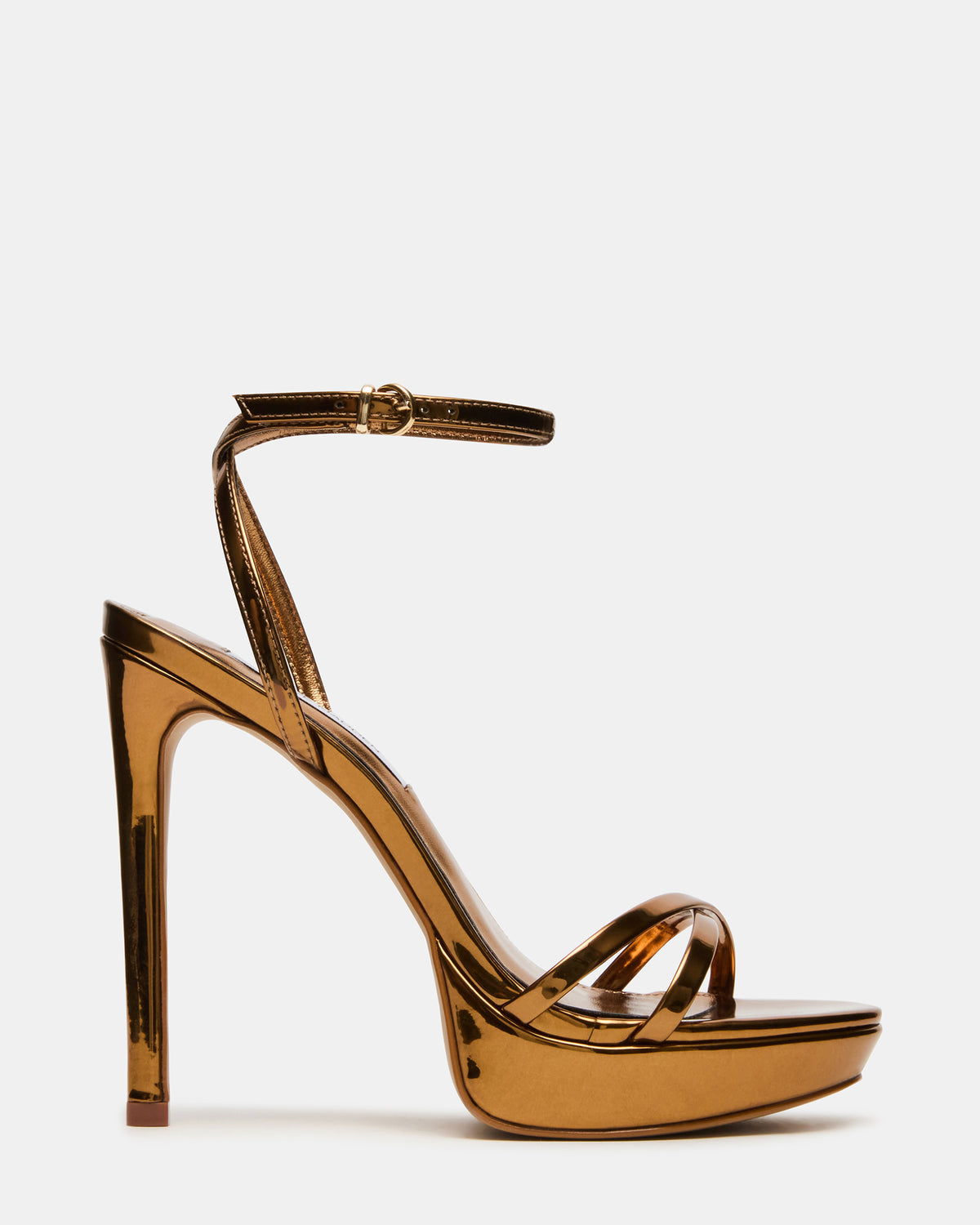 JUNI Bronze Criss Cross Stiletto Ankle Strap Women's Heel Steve Madden BRONZE