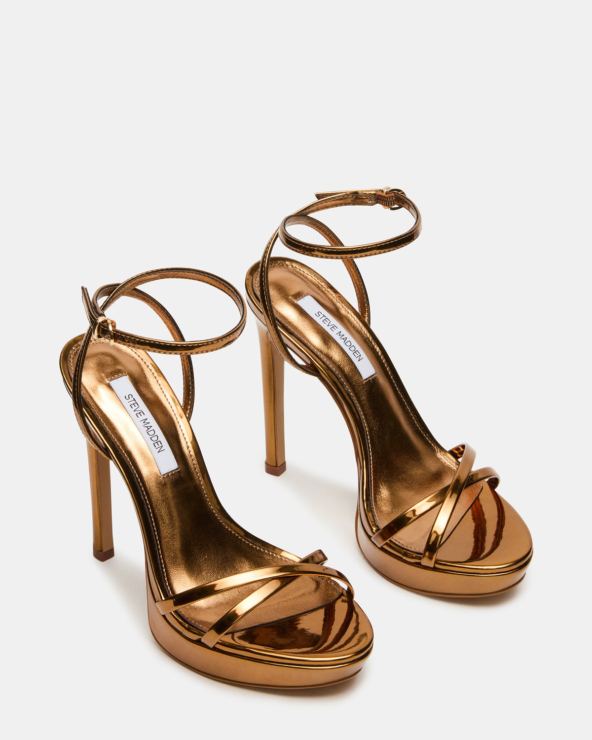 JUNI Bronze Criss Cross Stiletto Ankle Strap Women's Heel Steve Madden BRONZE