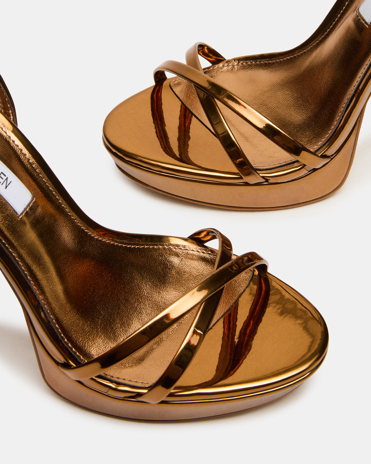 JUNI Bronze Criss Cross Stiletto Ankle Strap Women's Heel Steve Madden BRONZE