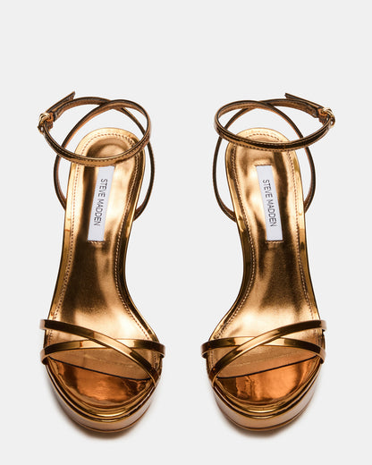 JUNI Bronze Criss Cross Stiletto Ankle Strap Women's Heel Steve Madden BRONZE