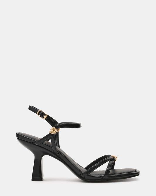POSY Black Gold-Detail Strappy Square-Toe Women's Heel Steve Madden BLACK