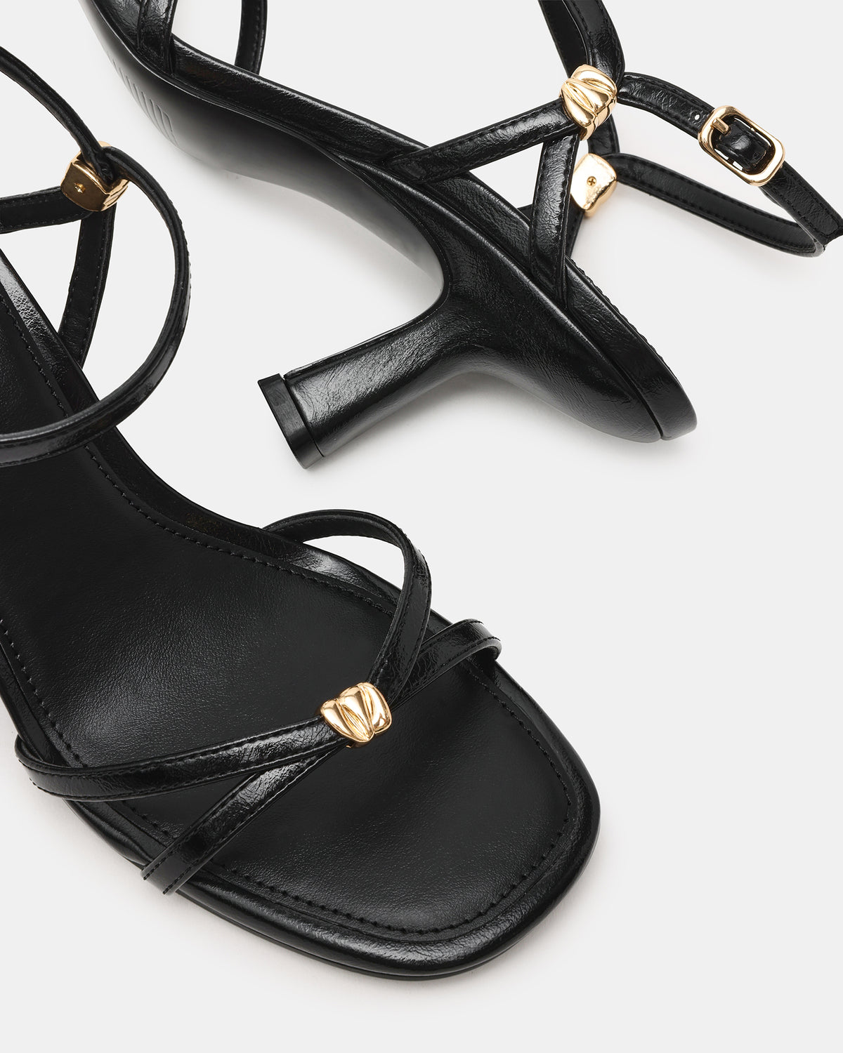 POSY Black Gold-Detail Strappy Square-Toe Women's Heel Steve Madden BLACK