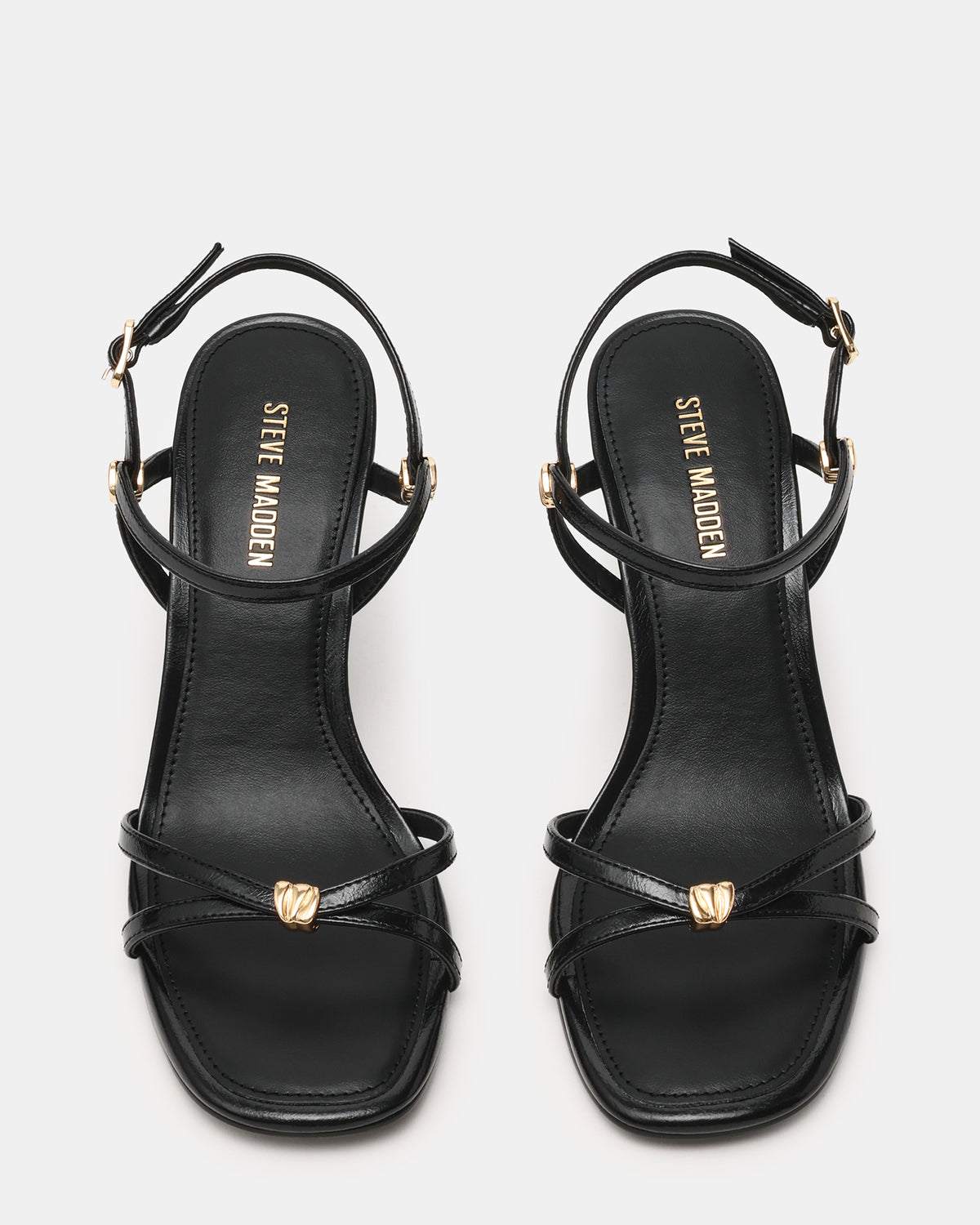 POSY Black Gold-Detail Strappy Square-Toe Women's Heel Steve Madden BLACK
