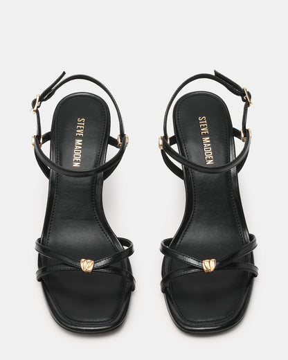 POSY Black Gold-Detail Strappy Square-Toe Women's Heel Steve Madden BLACK