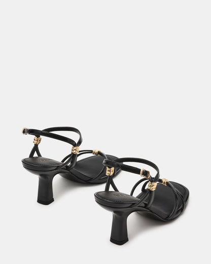 POSY Black Gold-Detail Strappy Square-Toe Women's Heel Steve Madden BLACK