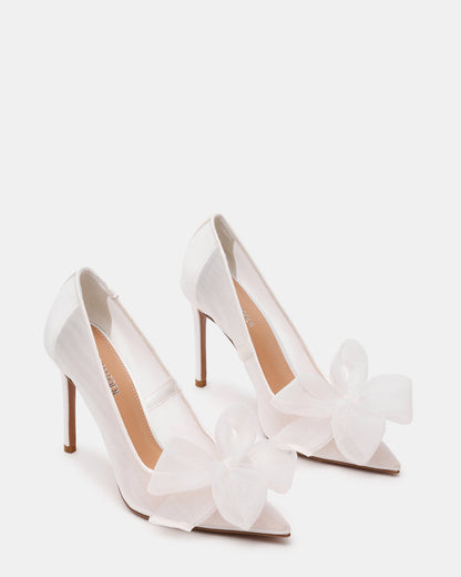 TAFFY White Bow Pointed-Toe Stiletto Pump Women's Heel Steve Madden WHITE