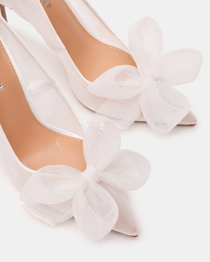 TAFFY White Bow Pointed-Toe Stiletto Pump Women's Heel Steve Madden WHITE