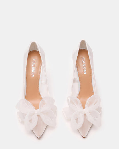 TAFFY White Bow Pointed-Toe Stiletto Pump Women's Heel Steve Madden WHITE