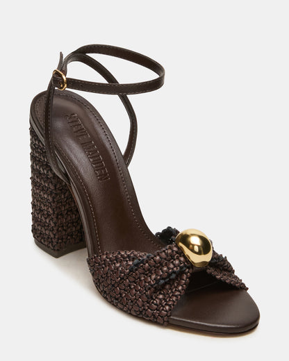 CHEYLA Brown Multi Raffia Women's Block Heels Steve Madden BROWN MULTI
