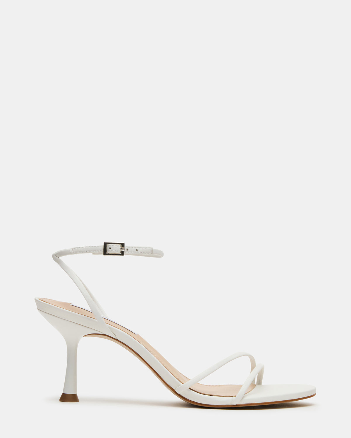 ERAS White Leather Stiletto Round-Toe Ankle Strap Women's Heel Steve Madden WHITE LEATHER