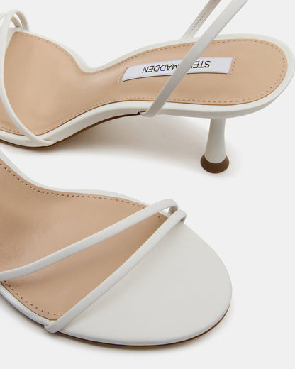 ERAS White Leather Stiletto Round-Toe Ankle Strap Women's Heel Steve Madden WHITE LEATHER