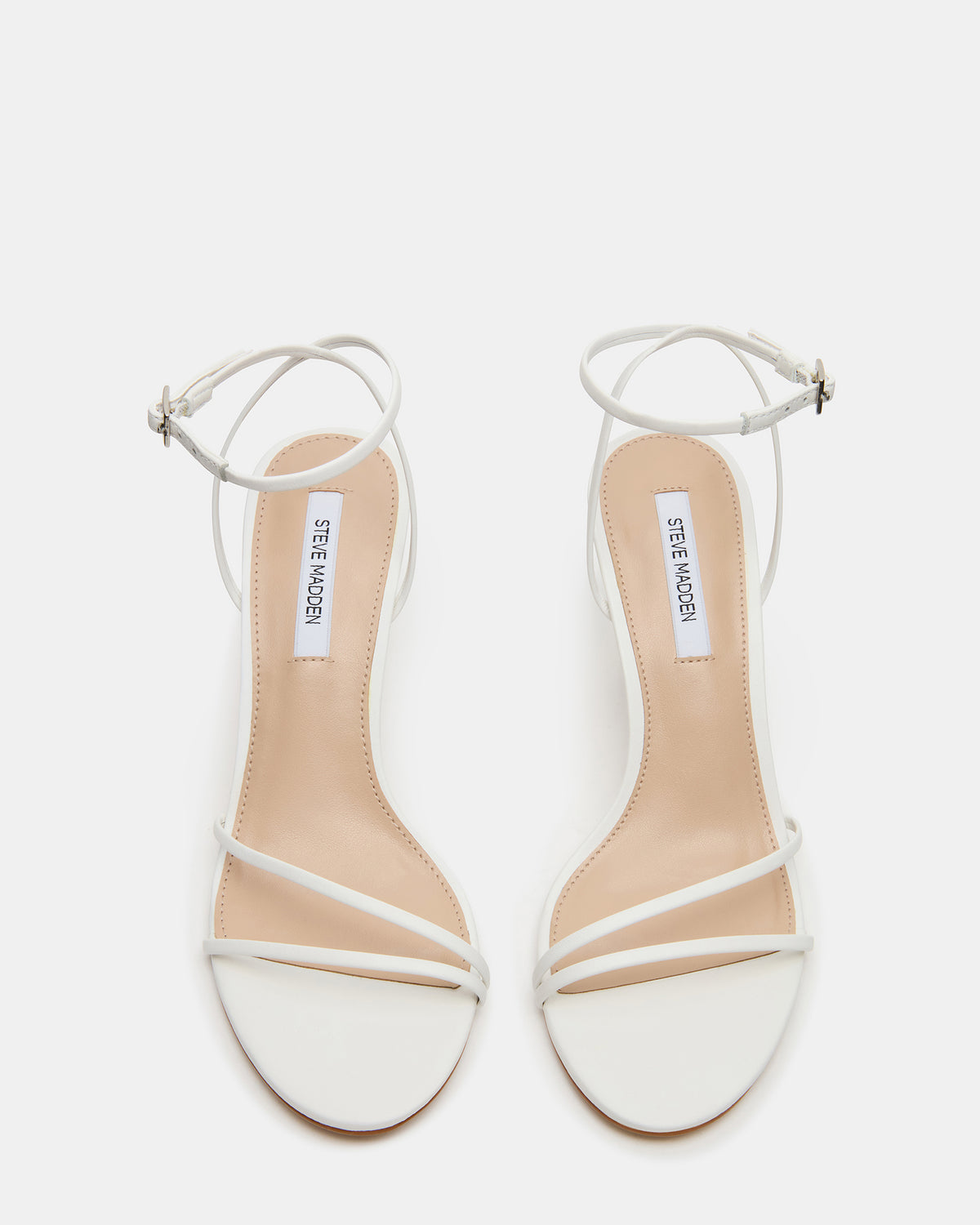 ERAS White Leather Stiletto Round-Toe Ankle Strap Women's Heel Steve Madden WHITE LEATHER