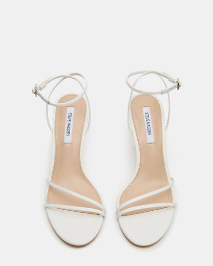 ERAS White Leather Stiletto Round-Toe Ankle Strap Women's Heel Steve Madden WHITE LEATHER
