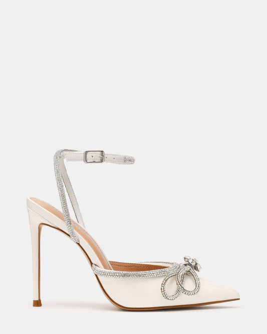 VIABLE Off-White Women's Rhinestone-Embellished Stilettos