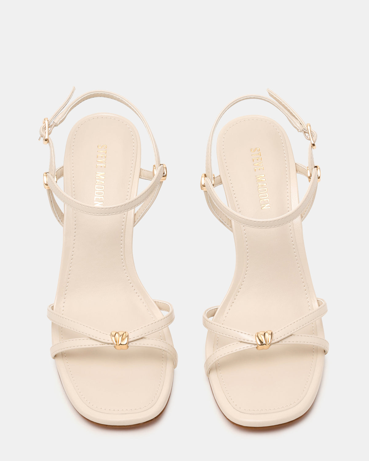POSY Bone Gold-Detail Strappy Square-Toe Women's Heel Steve Madden BONE