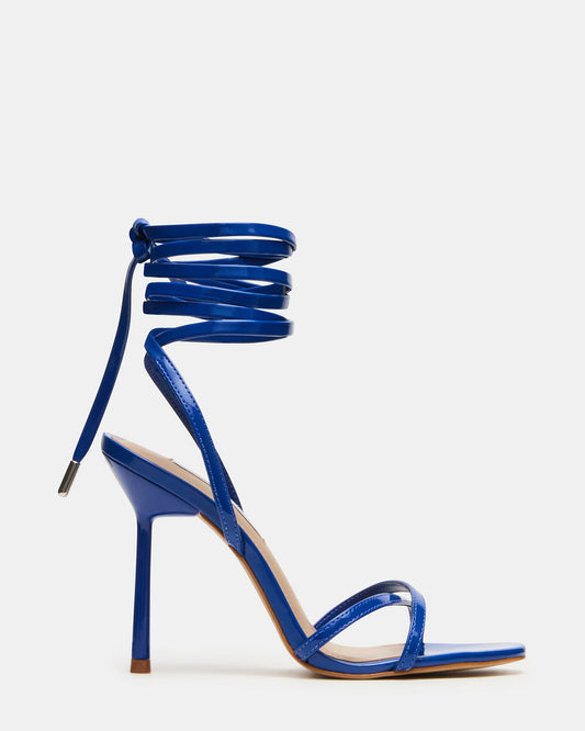 NERI Cobalt Patent Strappy Stiletto Round-Toe Women's Heel