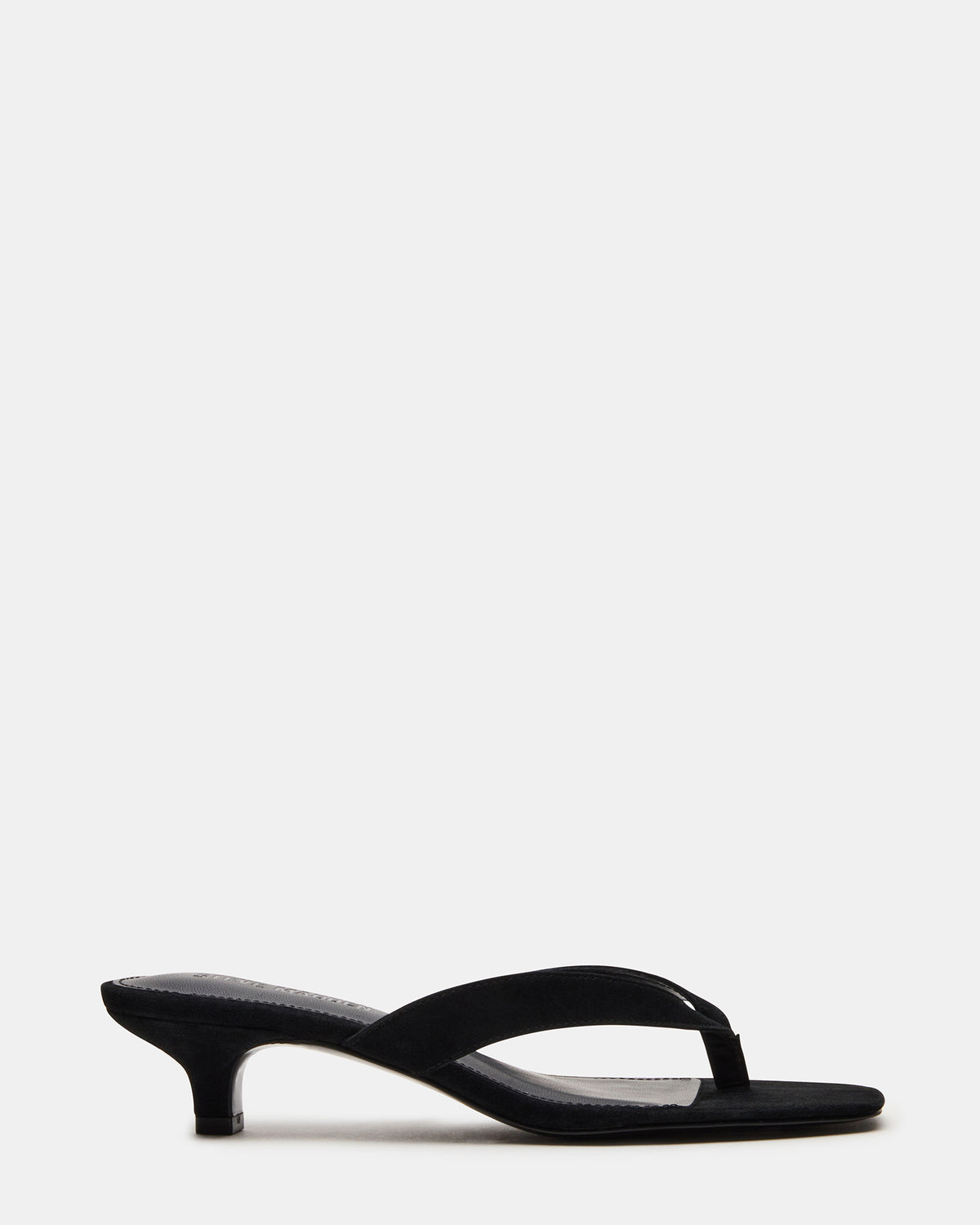 TRACIE Black Suede Thong Strap Women's Kitten Heel Steve Madden BLACK SUEDE