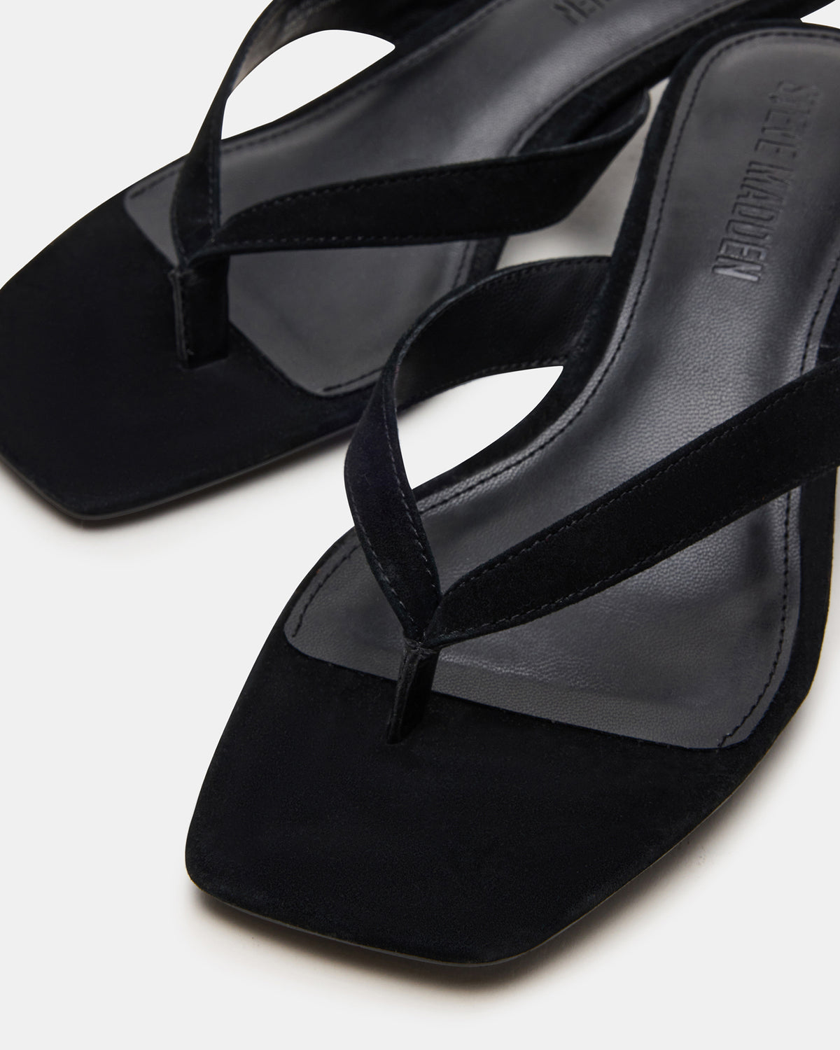 TRACIE Black Suede Thong Strap Women's Kitten Heel Steve Madden BLACK SUEDE