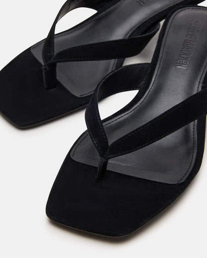 TRACIE Black Suede Thong Strap Women's Kitten Heel Steve Madden BLACK SUEDE